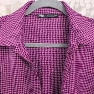 Zara Women's Pink Houndstooth Jacket